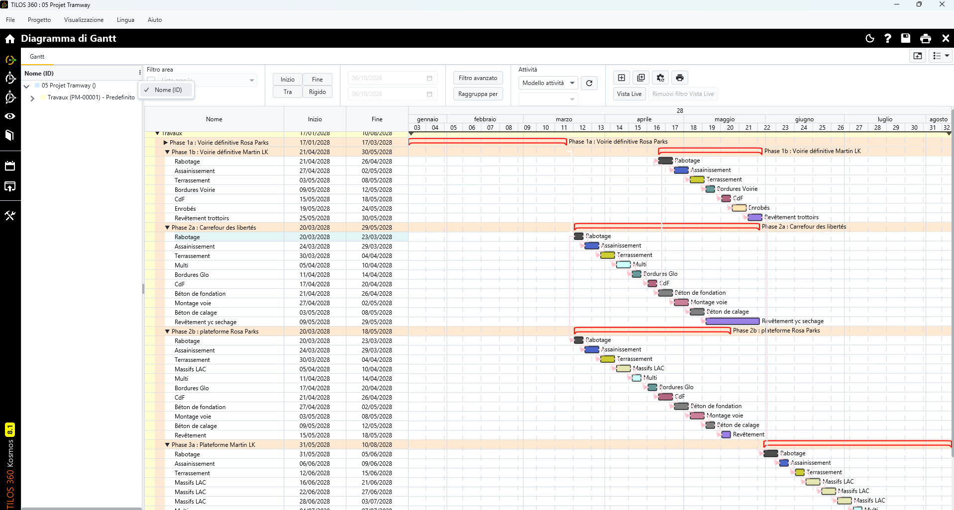 Tilos360 Gantt